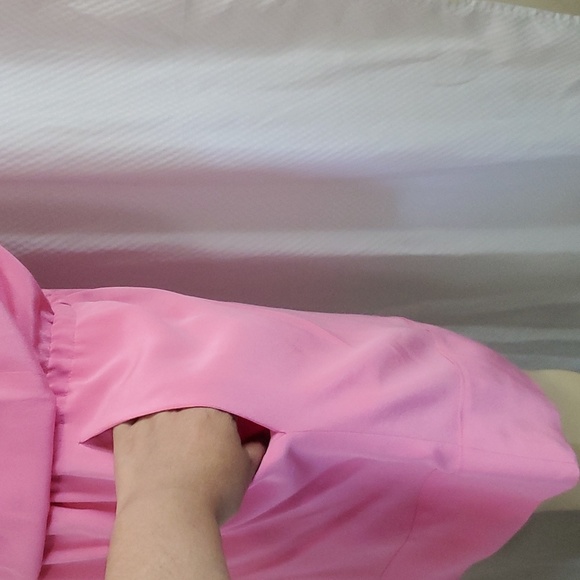 Banana Republic Dress Size 8 Pink Ruffle Drawstring 100% Silk - Picture 6 of 12